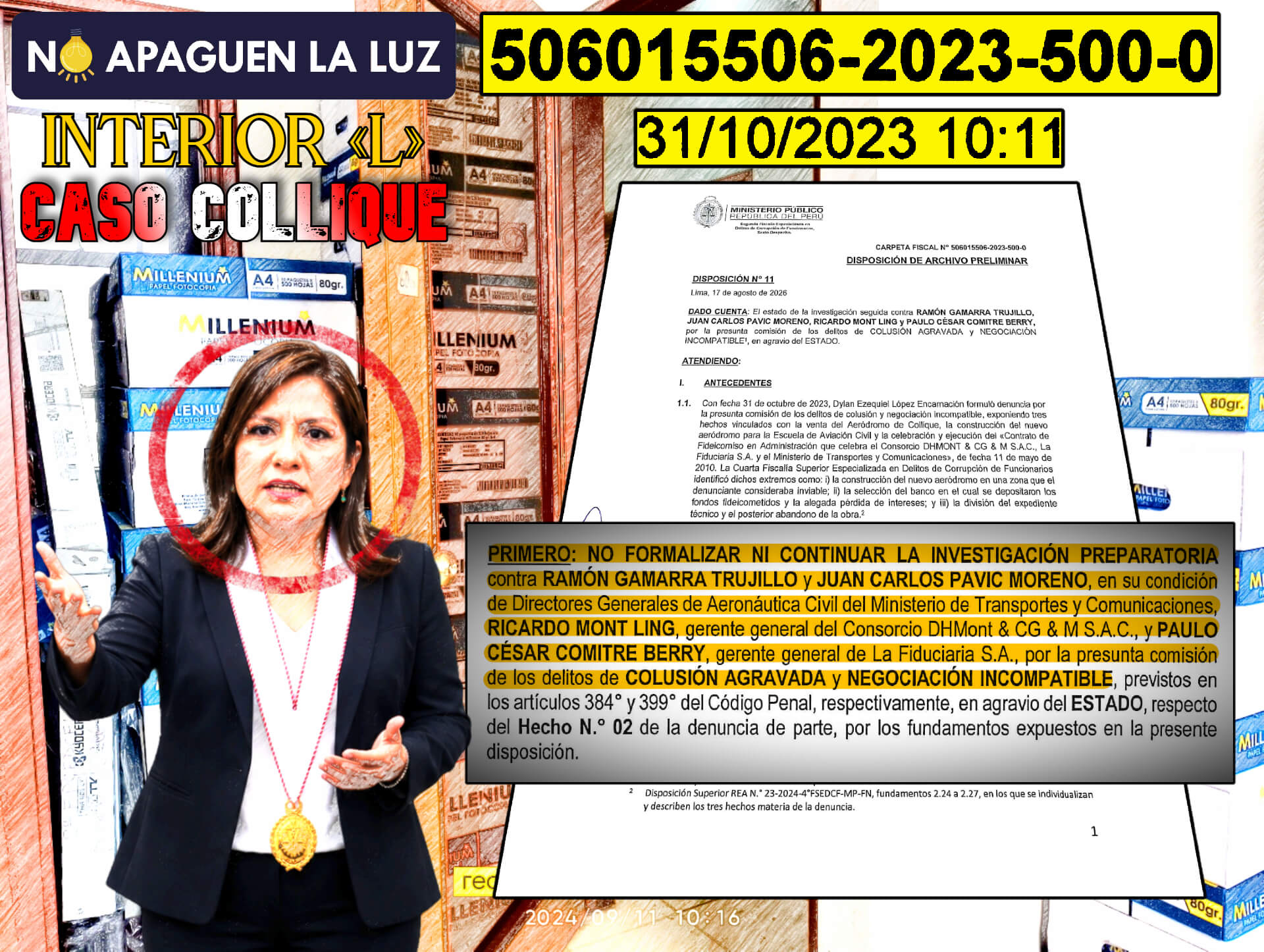 La fiscal Mónica Silva Escudero por tercera vez archiva denuncia del fideicomiso de Collique